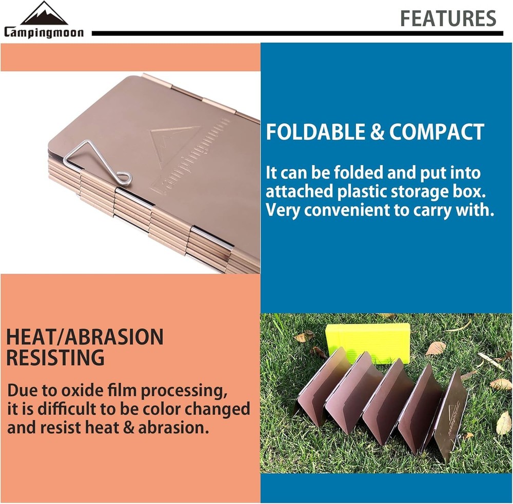 10 Plates Foldable Windscreen Folding Camp Stove Windshield with Storage Box