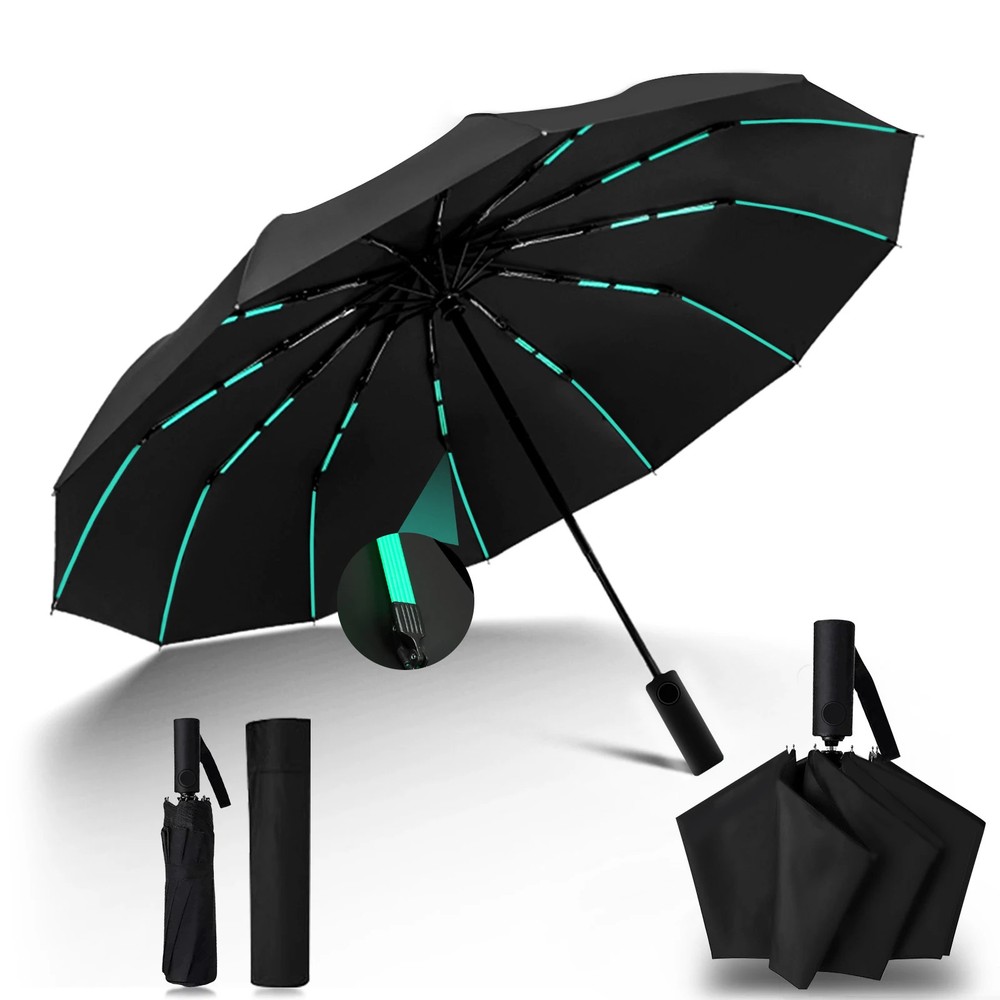 Automatic Open Close Folding Umbrella, Windproof & Waterproof Compact Travel Umb
