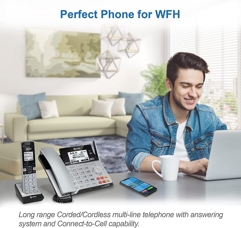 AT&T 2 Line Cordless Intercom Paging Dual Conference Phone System w 5 Handsets