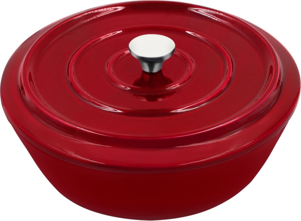 Servappetit Red Round Covered Stoneware Baker with Lid 9" Diameter Baking Dish