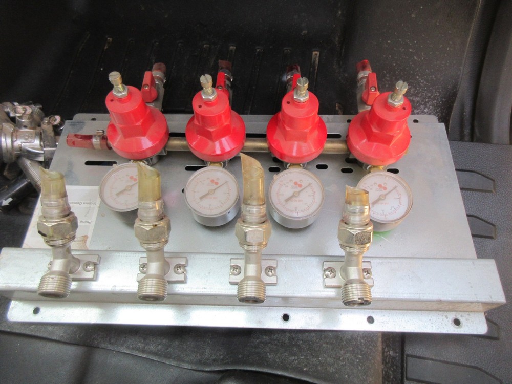 11 - Used Micro Matic 4 Regulator, 4 Gauges, & 4 hose connection Assemblies
