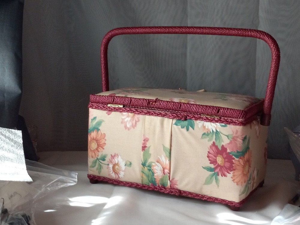 Fabric Craft Sewing Basket Box Rectangular Fabric Covered Storage Box #W-S