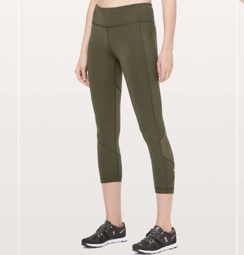 Lululemon Pace Rival Crop *Full-On Luxtreme 22" Dark Olive 2 Activewear Workout