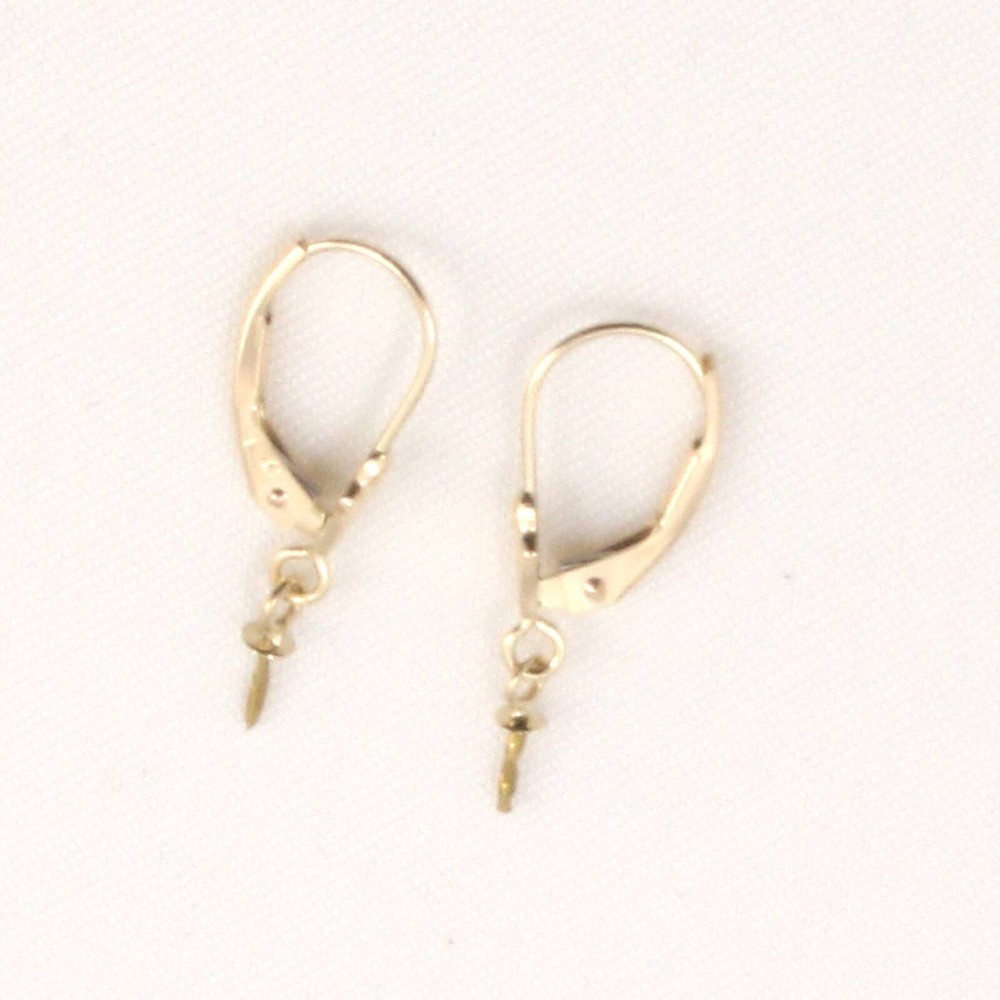Pair of Solid 14k Yellow Gold Unique Leverback Split Ring Earring Component DIY
