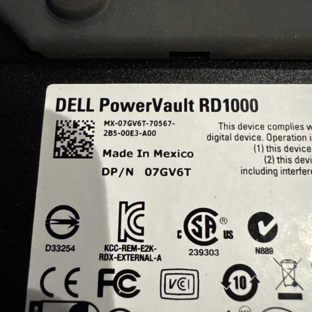 Dell PowerVault RD1000 Removable Disk Storage AC Adapter USB Cable