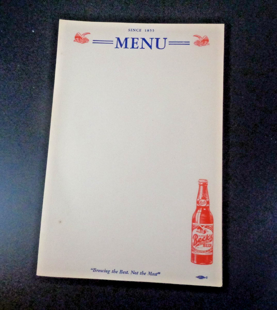 Beck's Beer Menu Sheet Buffalo NY