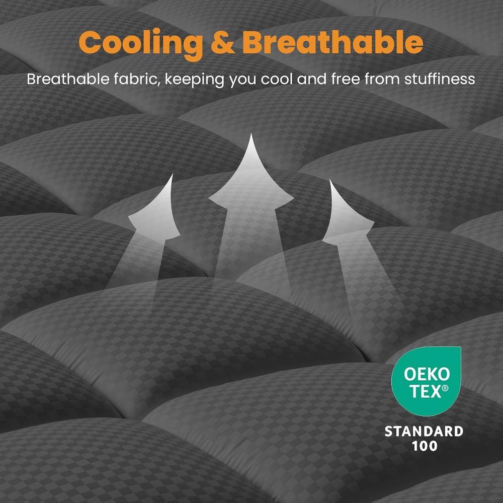 Queen Mattress Pad Polyester Cooling Breathable Quilted Fitted Cover