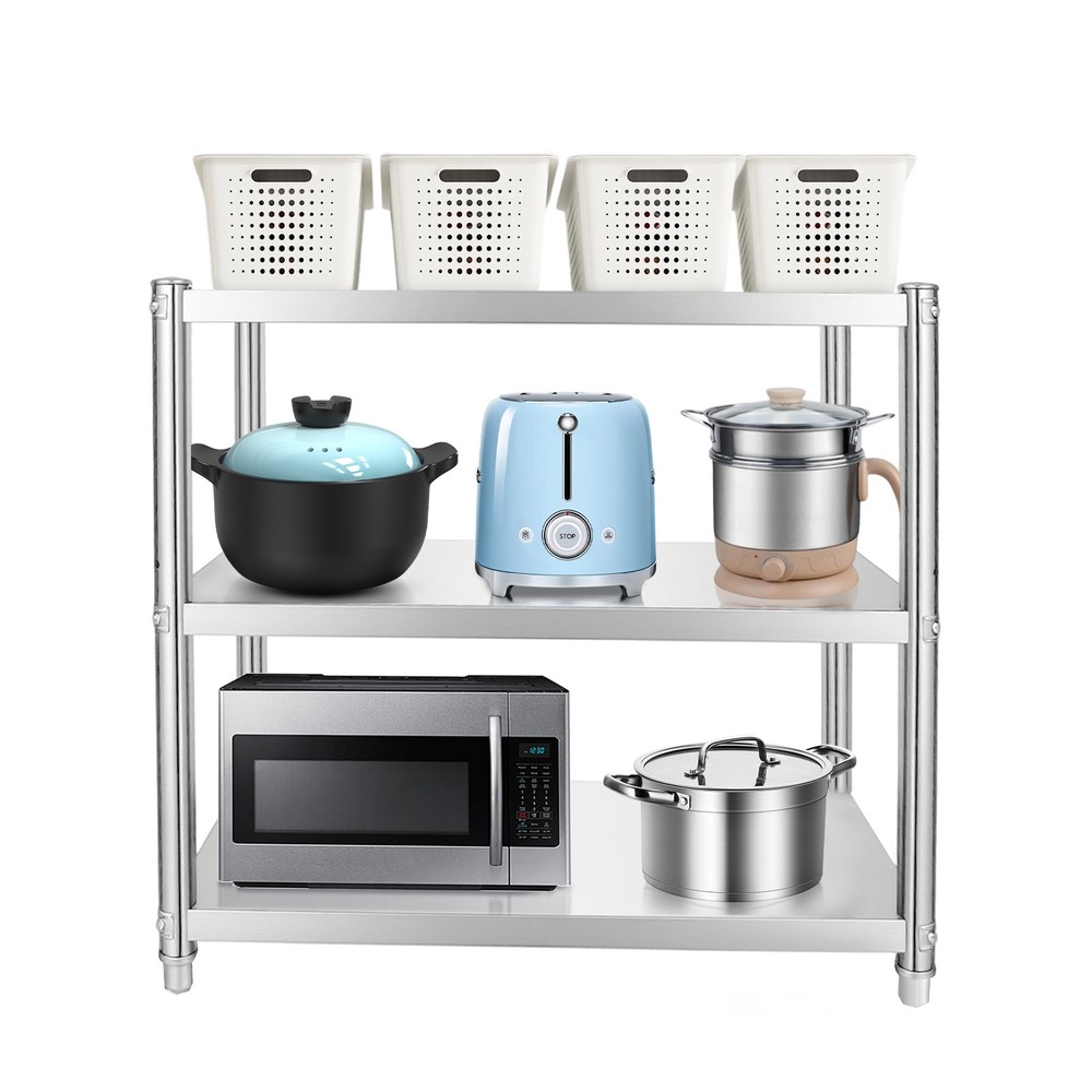 3 Tiers Kitchen Shelf Shelving Rack Restaurant Shelves Rack Stainless Steel