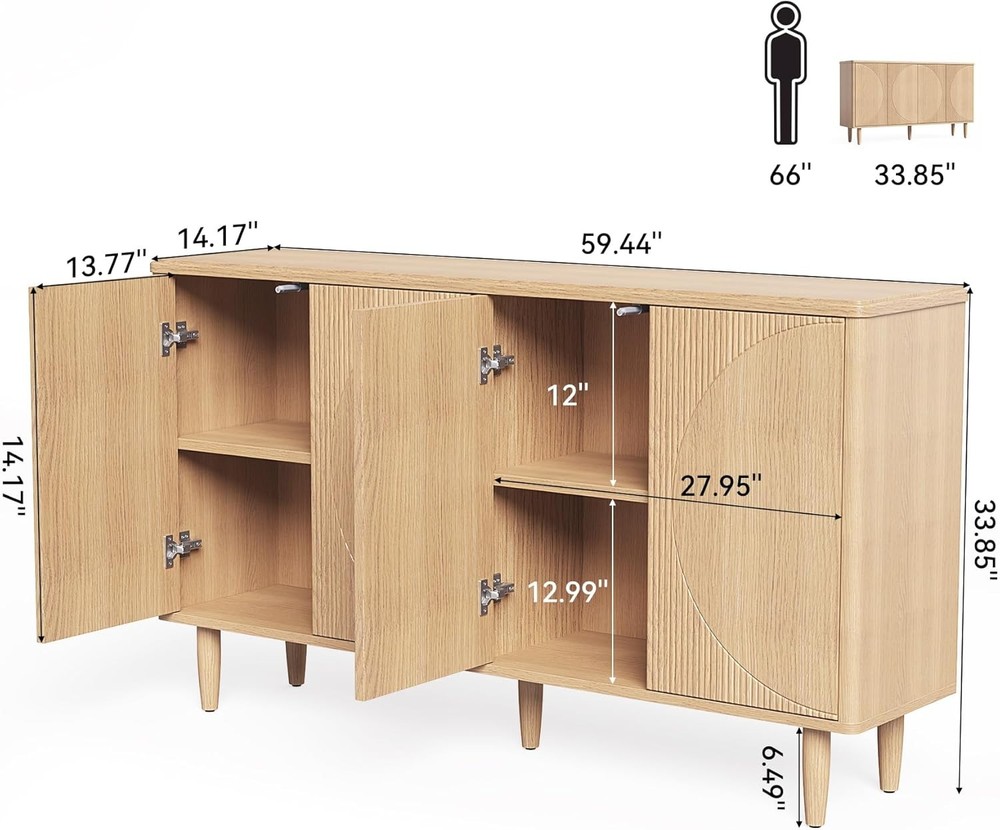 59-Inch Buffet Cabinet Sideboard Modern Sideboard Buffet Table with Storage