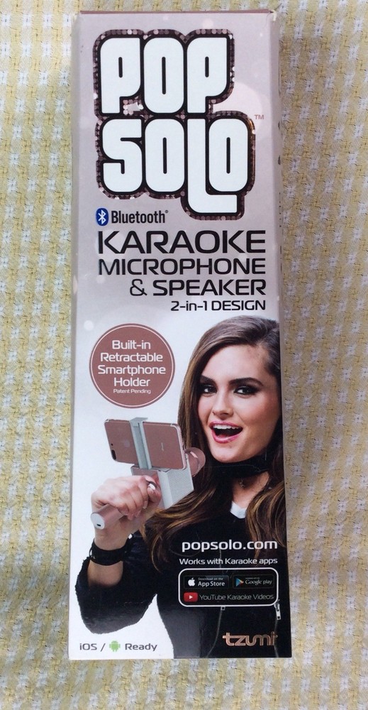 Pop Solo Bluetooth Karaoke Microphone Rose Gold / White