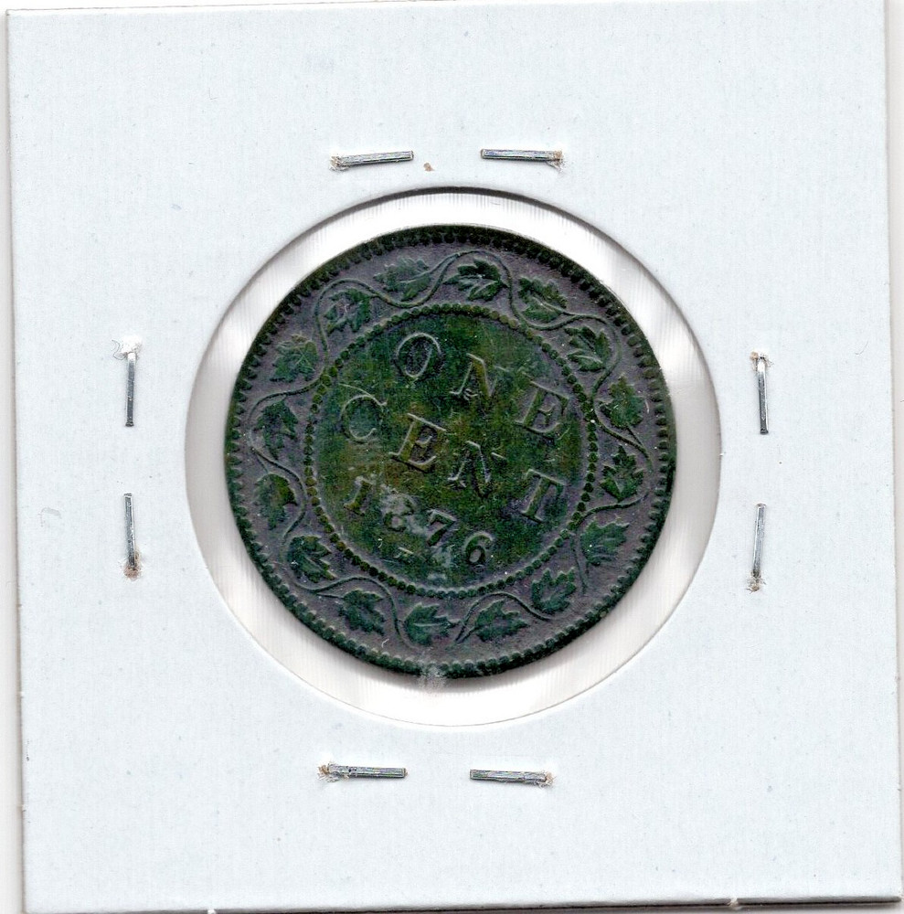 1876 H Canada 1 Cent Coin - F