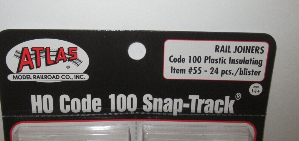Atlas HO Scale Code 100 Plastic Insulating Rail Joiners (24pcs) #55 NIP
