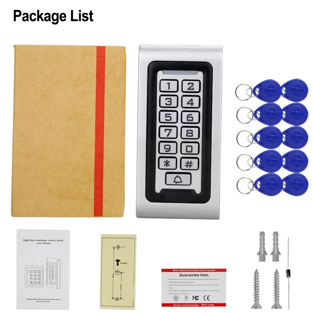 HFeng Standalone IP68 Waterproof RFID Access Control Keypad Metal Card Reader