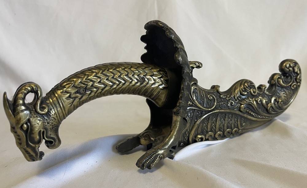 Ornate Bronze Dagger with Dragon Handle and Single Cutting Edge