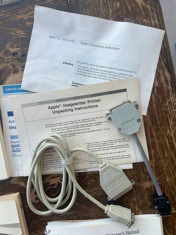 Apple ImageWriter II Accessory Kit w/ Manuals, Cables & Diskware Vintage