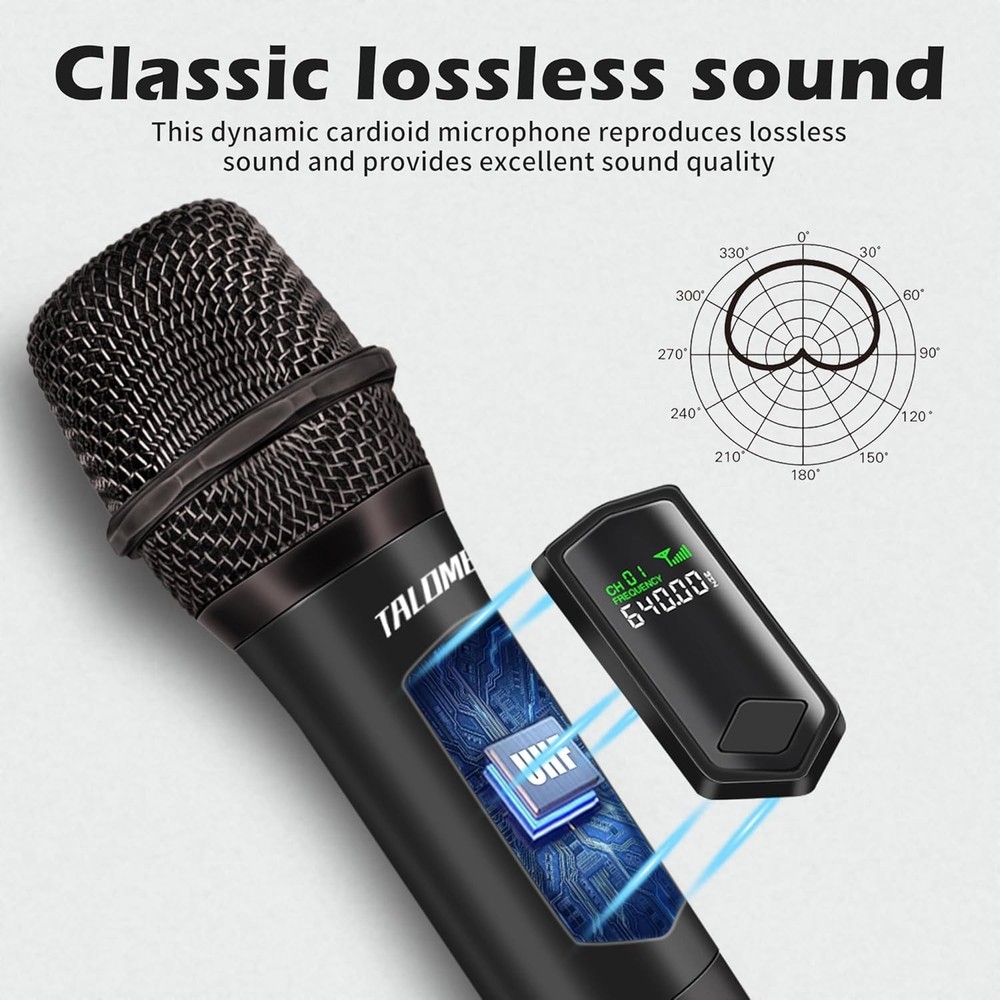 Dynamic Handheld Wireless Microphone System - Noise Reduction for Clear Sound