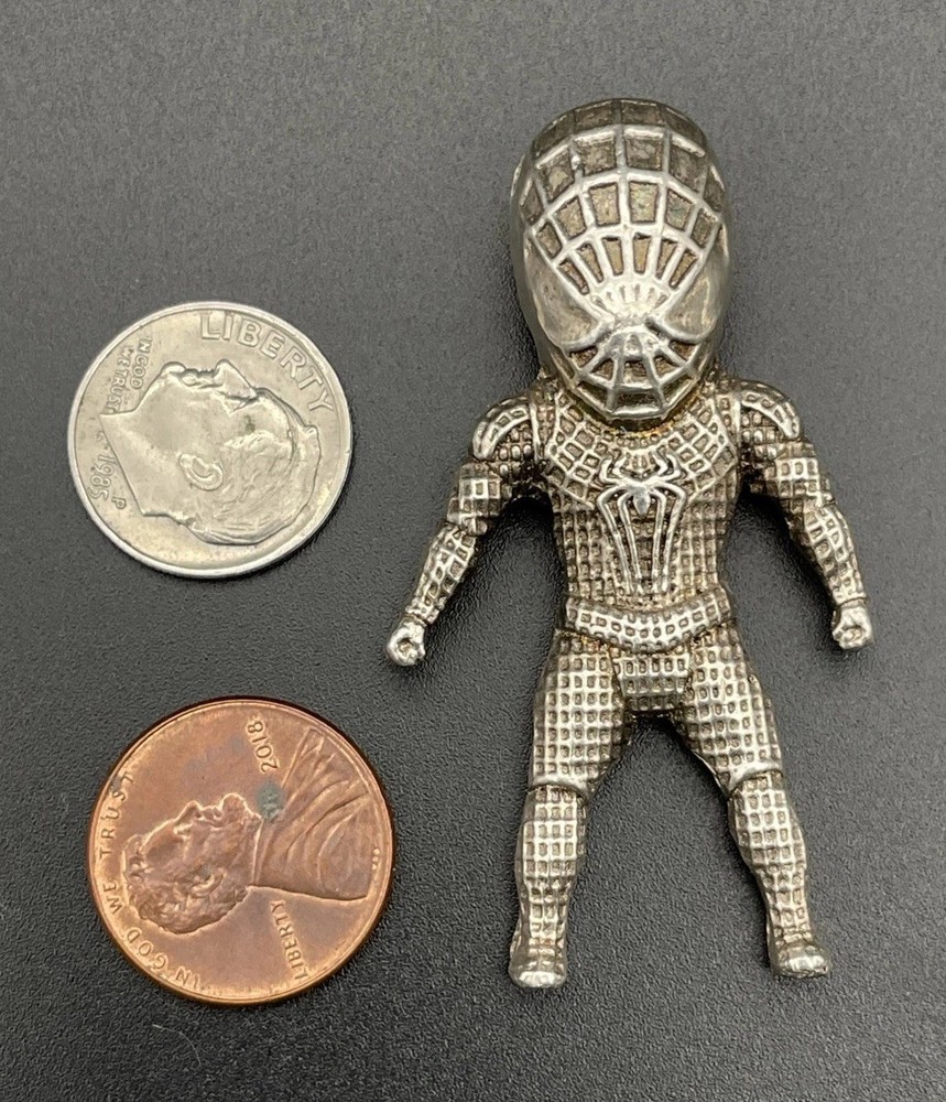 Unusual Marvel Spider-Man Solid 999 Sterling Silver Figurine