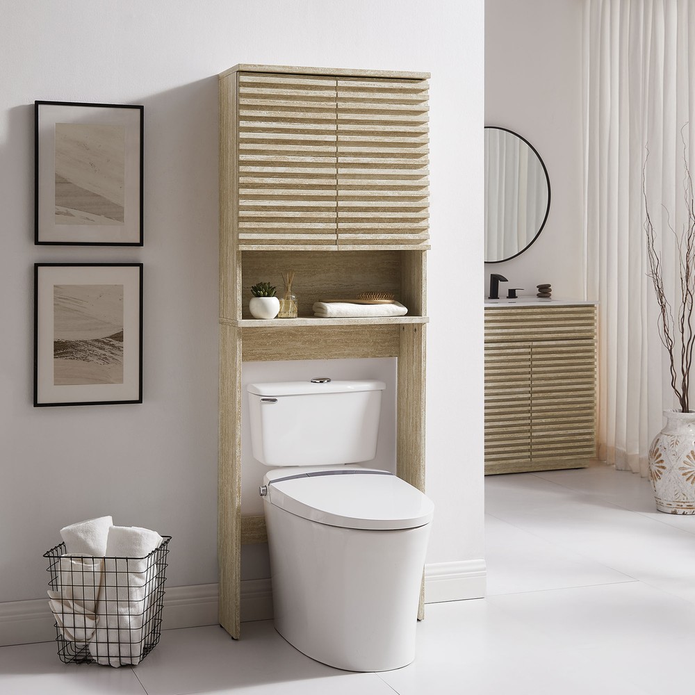 Render Bathroom Storage Cabinet in Travertine