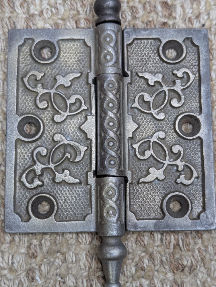 4" x 4" Antique Decorative Cast Iron Steeple Tip Hinge