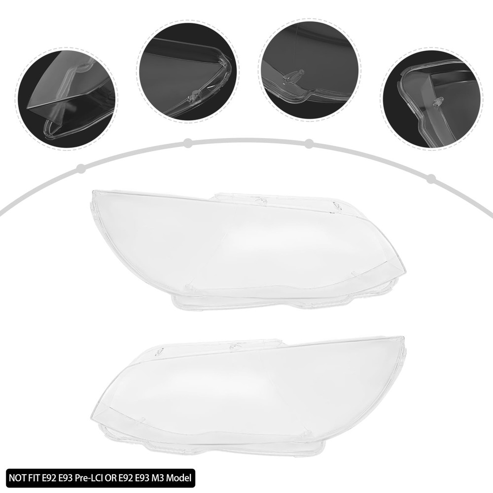 Headlight Lens Cover 2010-2013 E92 E93 Coupe Left Right Clear Replacement