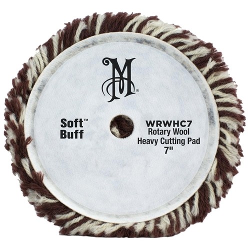 Meguiar's WRWHC7 Soft Buff Rotary Wool Heavy Cutting Pad, 7", Hook and Loop