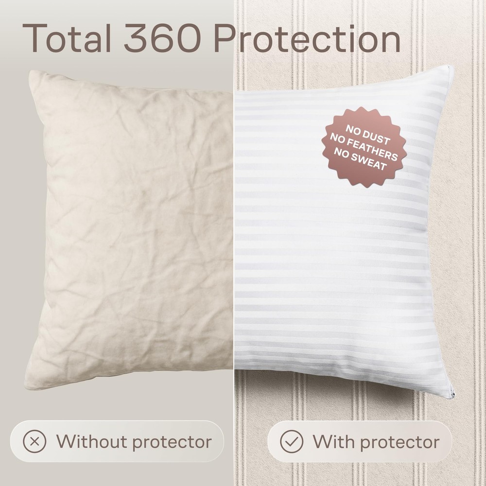 Pillow Protector 4 Pack, Standard Size, Breathable Cover, White