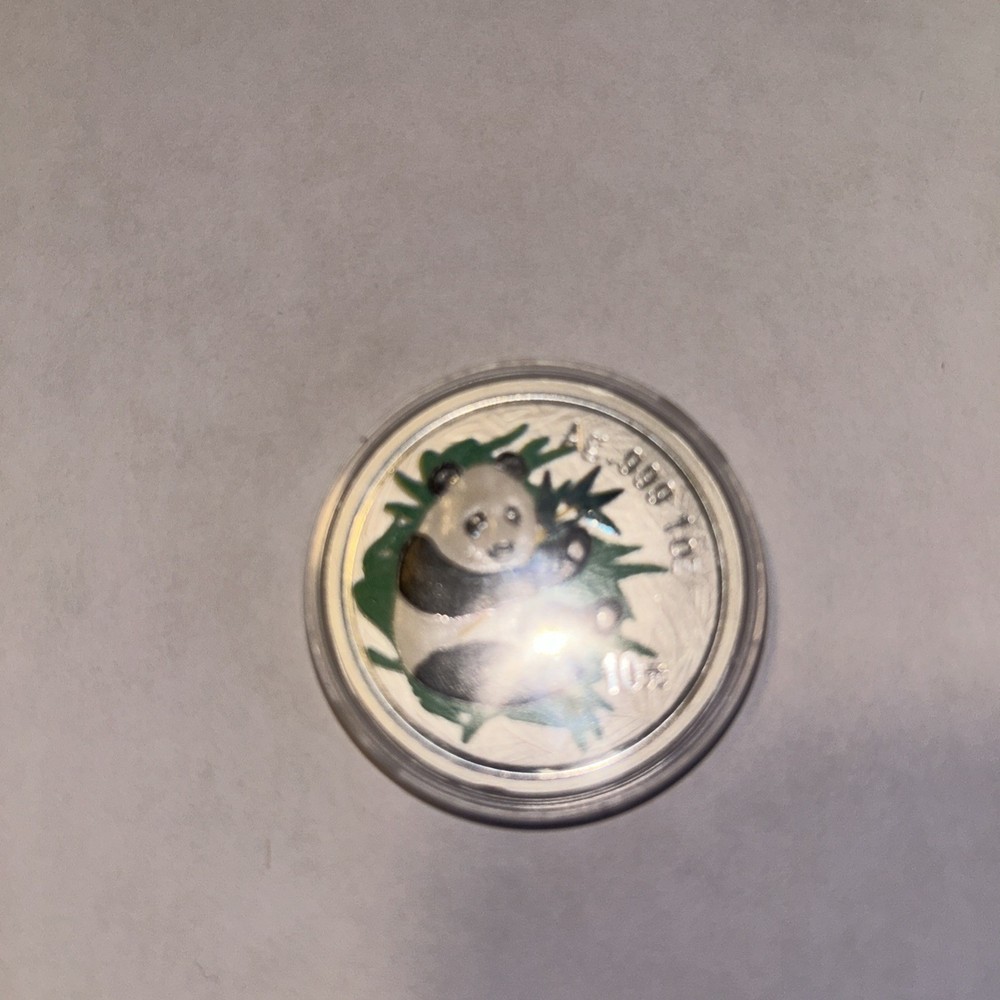 2000 China Panda Silver 1 Oz. Coin Colored In Capsule.