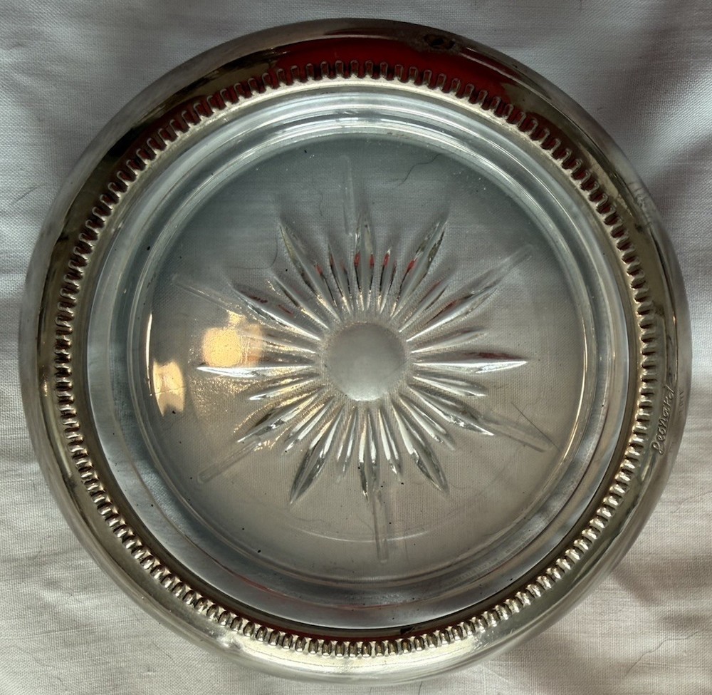 Antique Silver plate And Crystal Coasters(2) & 2-flat Coasters
