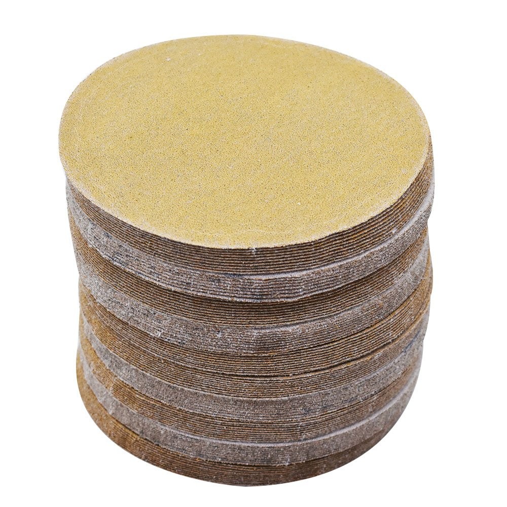 NO-Hole 100 Pcs 5" 180 Grit Hook Loop Pads Sanding Discs Flocking Disc