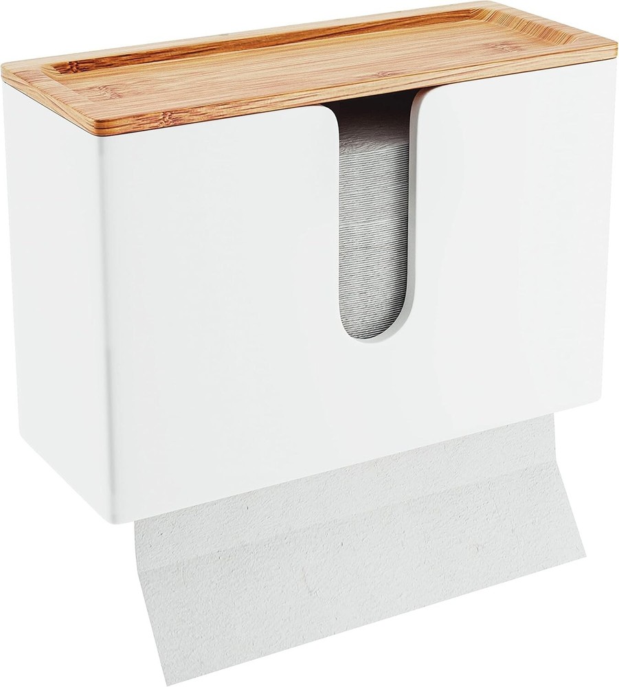 Versatile Bamboo Multi-Fold Towel Dispenser with Shelf for Bathrooms & Kitchens