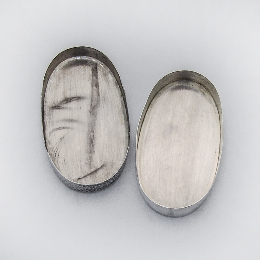 Japanese Hammered Bamboo Patch Box Sterling Silver 1910 Mono