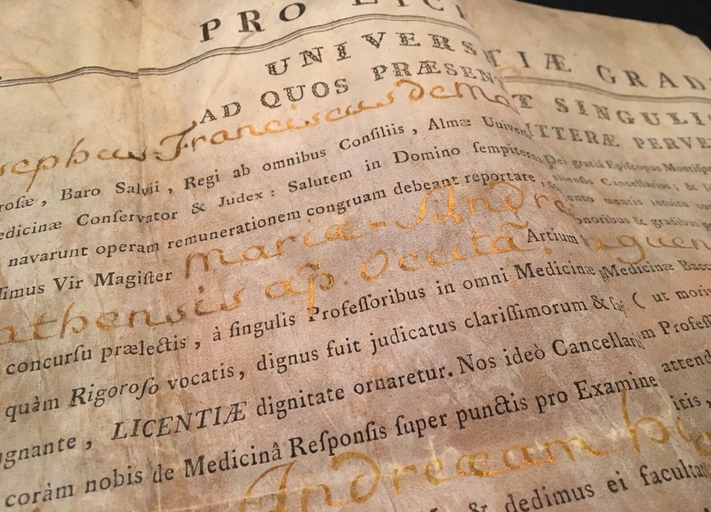 MEDICAL PRACTICE DIPLOMA 1788