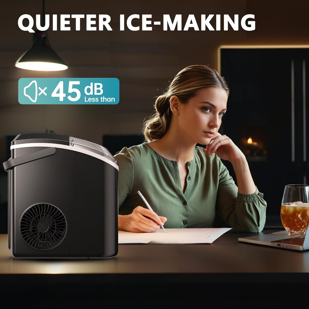 Nugget Ice Maker Countertop with Handle, Ready in 6 Mins, 34lbs/24H