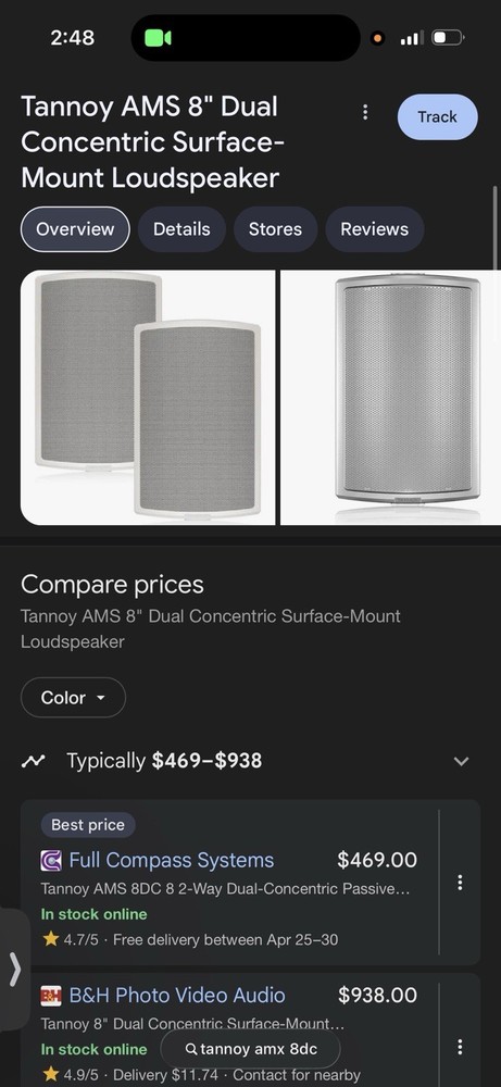 Tannoy CMS 803DC 8" Full Range Ceiling Loudspeaker