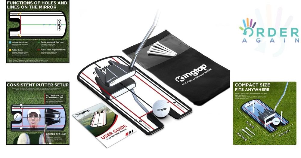 Golf Putting Mirror Acrylic Indoor Outdoor Practice Alignment Training Aid