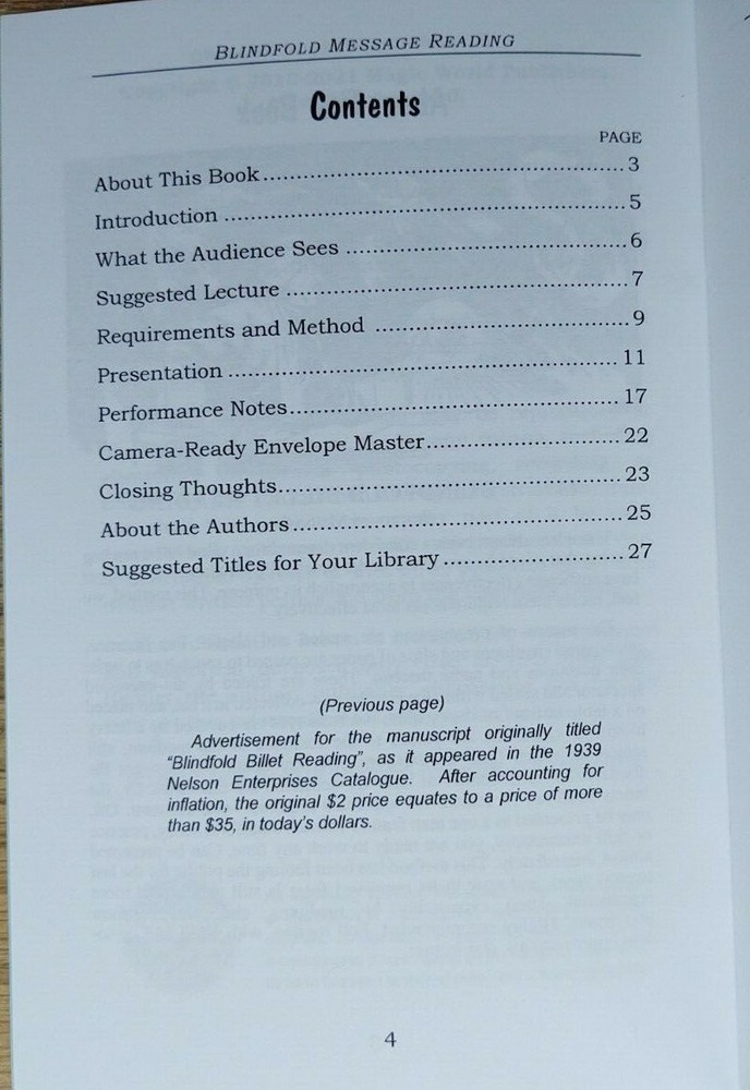 Blindfold Message Reading (Robert A. Nelson and B. W. McCarron)