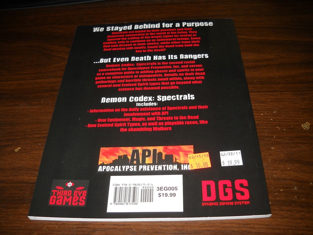 Apocalypse Prevention Inc: Demon Codex: Spectrals