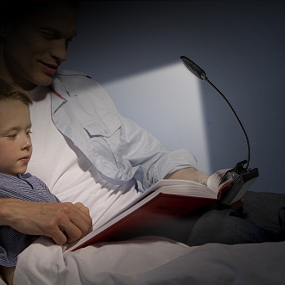 LENCENT 7 LED Book Light Clip USB Rechargeable Reading Light for Bed Sofa Office