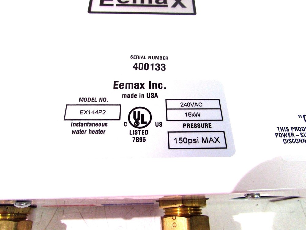 EEMAX EX144P2 TANKLESS WATER HEATER 240VAC 15KW 150PSI MAX **NNB**