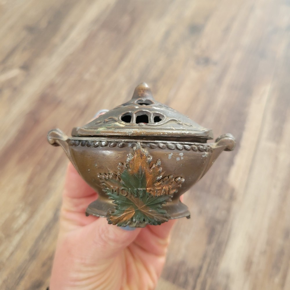 Solid Bronze Incense Burner Montreal Canada Leaf