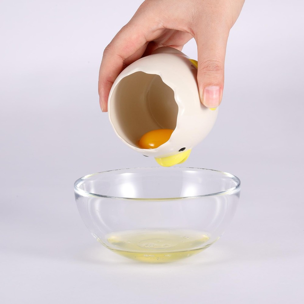 2 Pack Cute Egg Separator, Ceramics Vomiting Chicken Egg Yolk Egg White Separ...