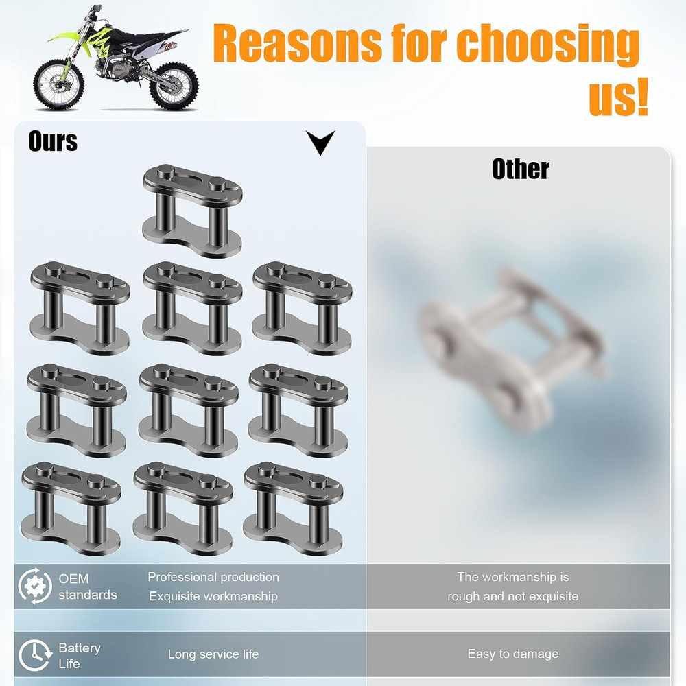 10 Pcs 415 Drive Chain Master Link Split Connector for 49cc-80cc Motorized Bikes