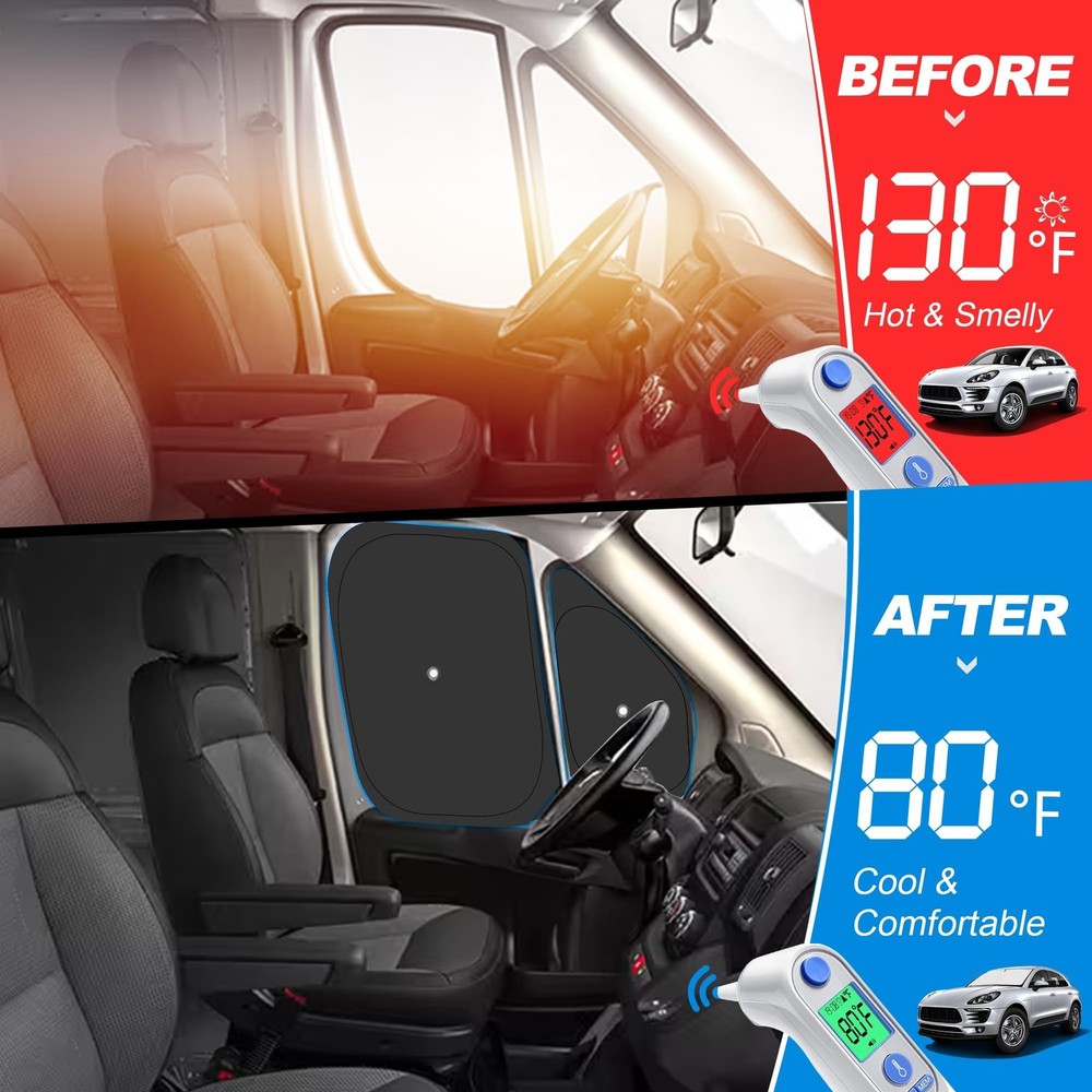 Front Windshield ＆ Side Window Sun Shade for 2014-2025 Dodge RAM Pr... Fa