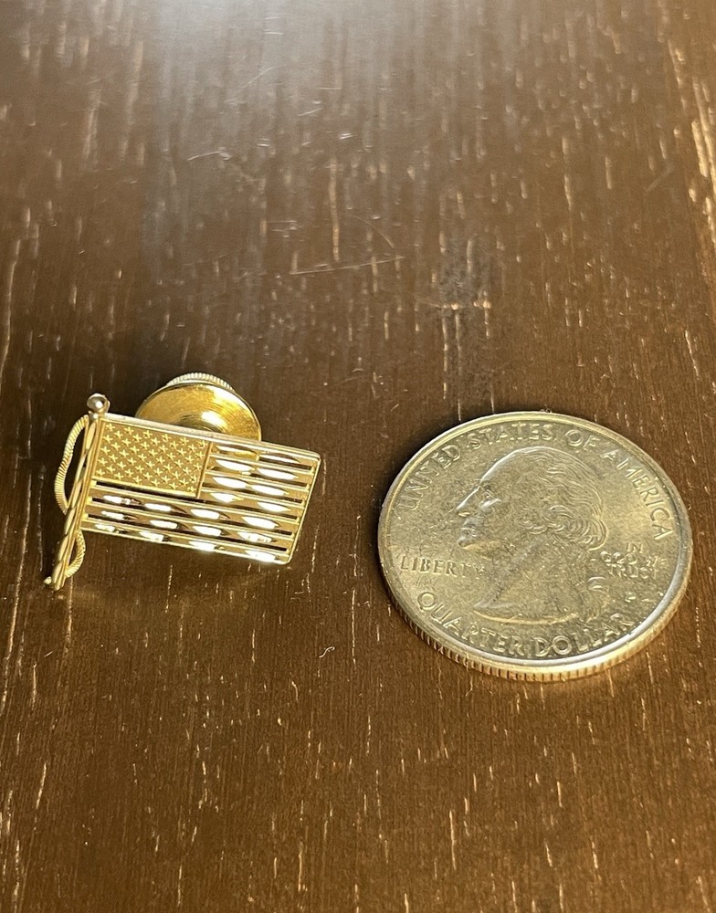 14K Solid Gold American Flag Lapel Pin!