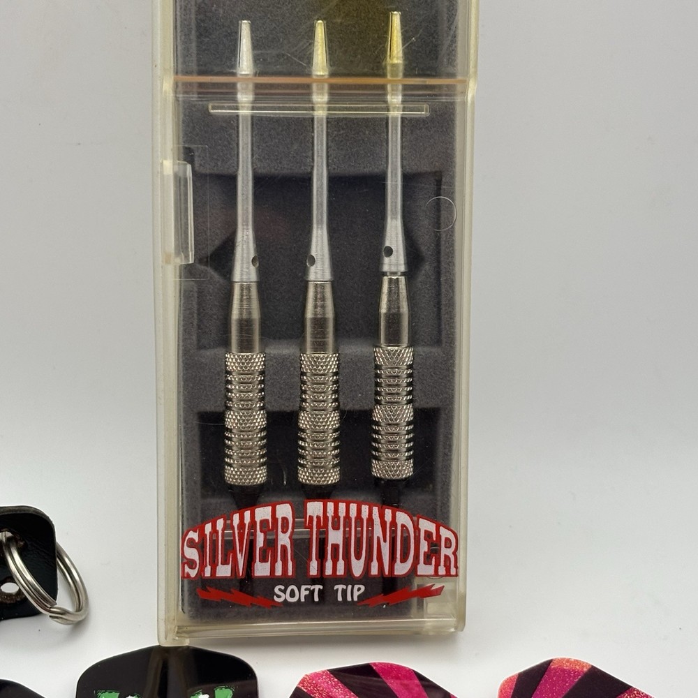 Silver Thunder Soft Tip Darts with Accessories - See Photos