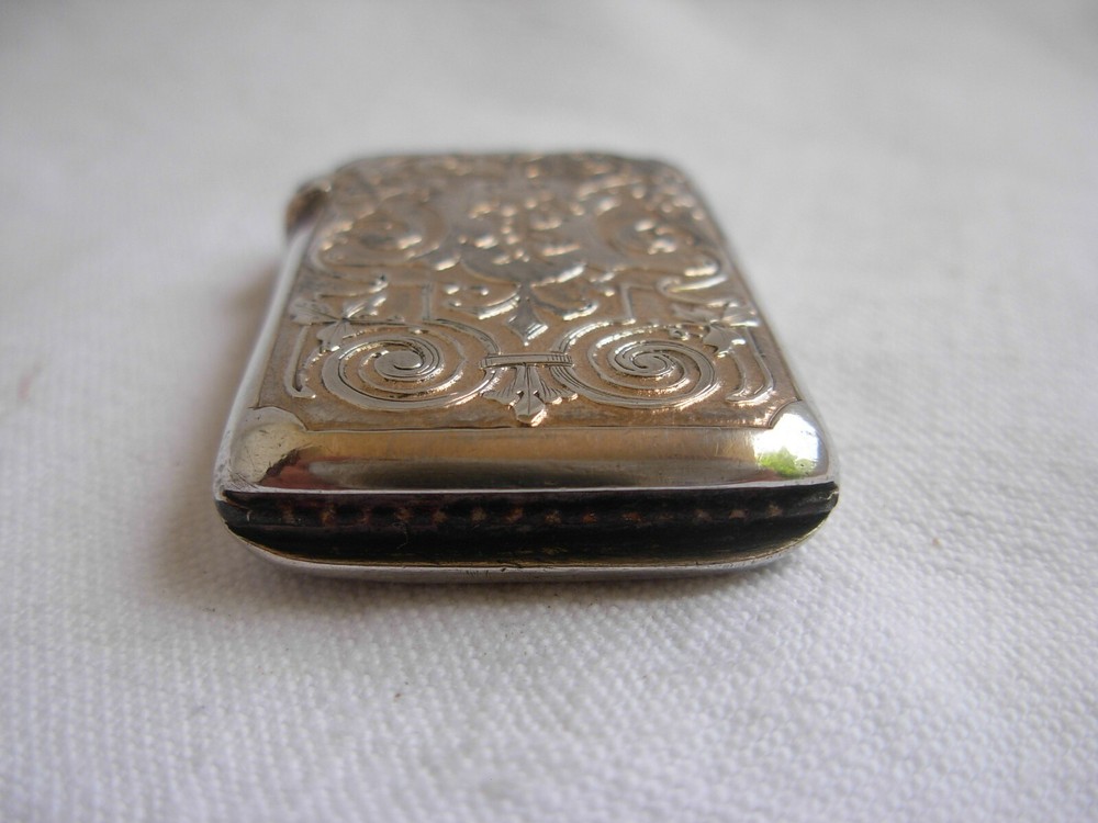 ANTIQUE FRENCH SOLID SILVER VESTA CASE,LATE 19th CENTURY