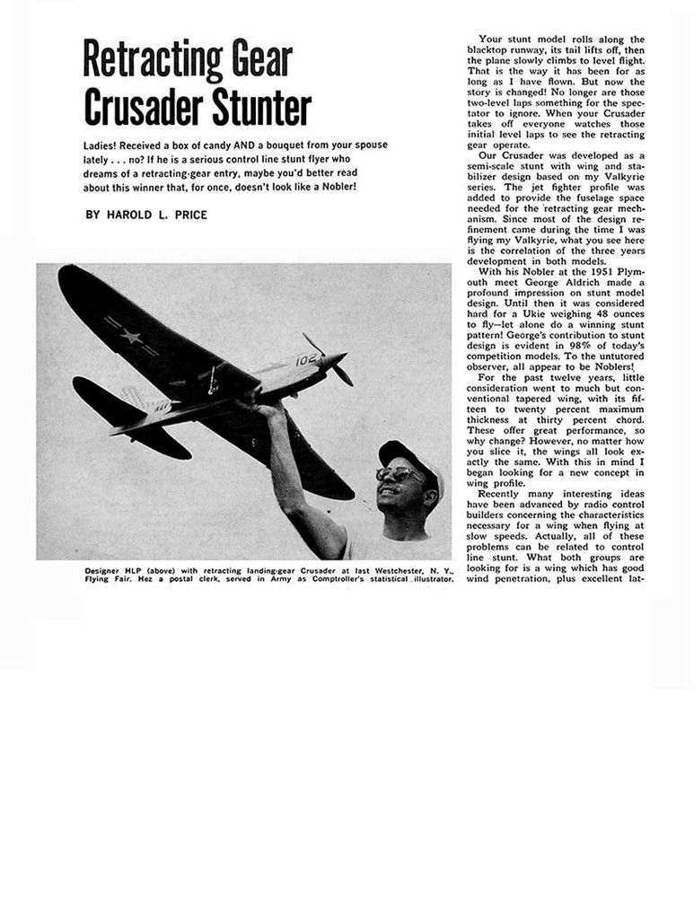 Model Airplane Plans (UC): CRUSADER 56" Super Stunt for .35 Engine (retracts)