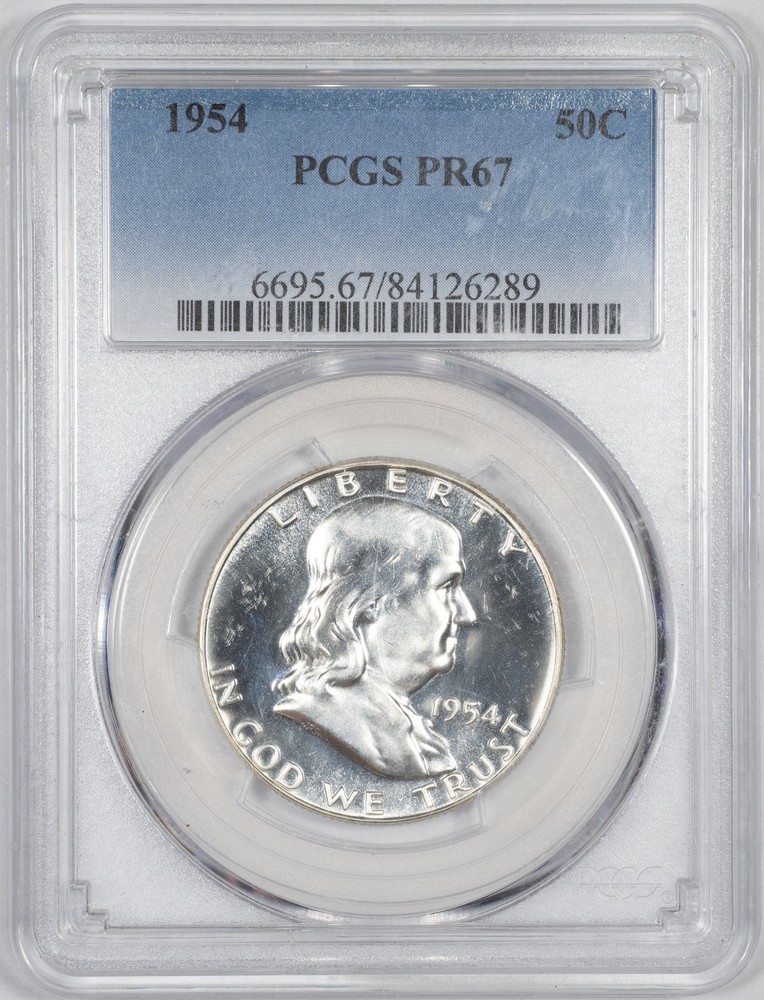1954 PCGS PR67 Benjamin Franklin Silver Half Dollar Proof