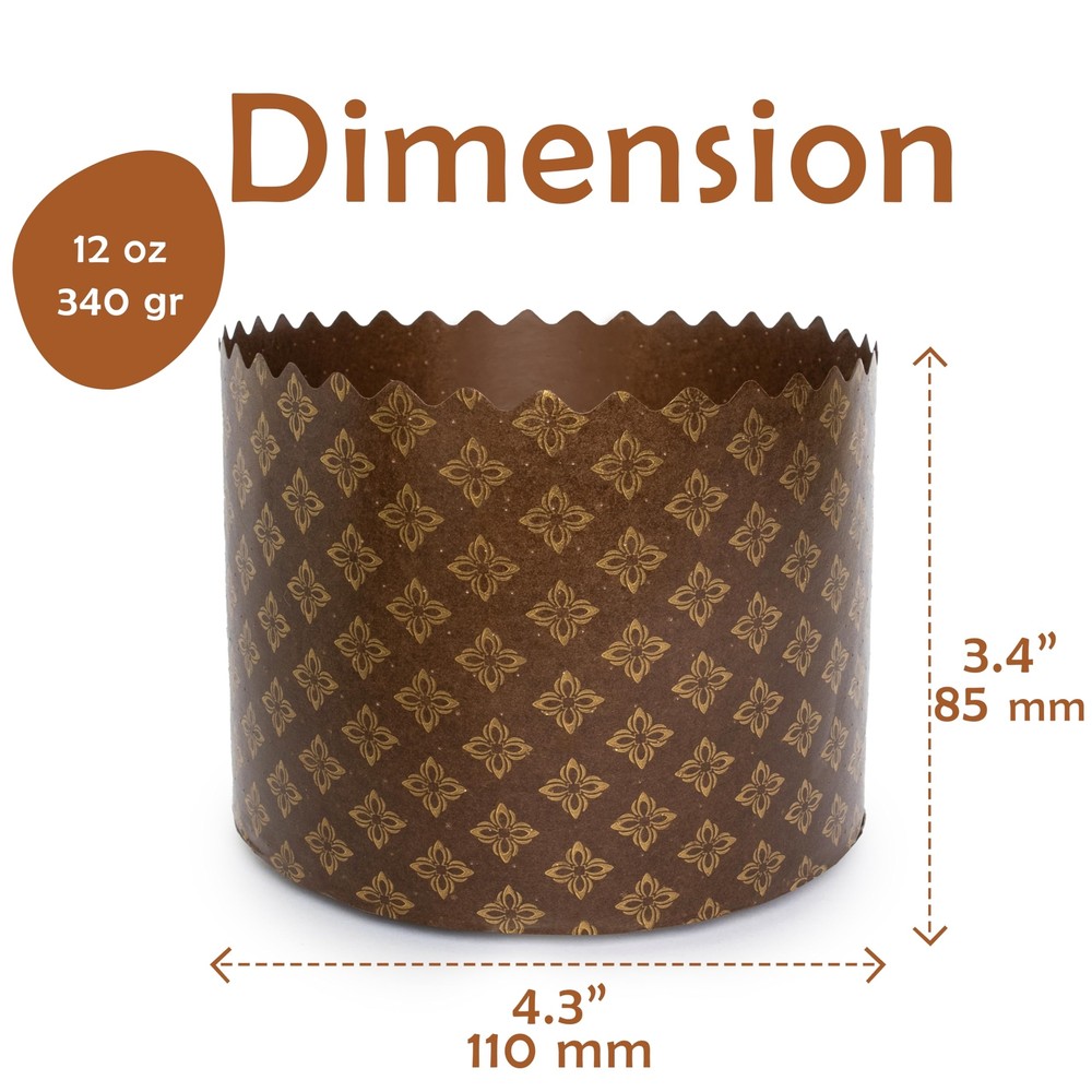 12oz Kulich Mold Paska Easter Bread Forms |12 pcs| Bread Paper Mold - Brown N...