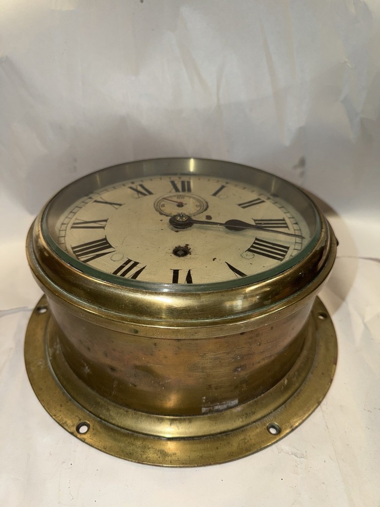 Huge Antique Brass English Ships Clock